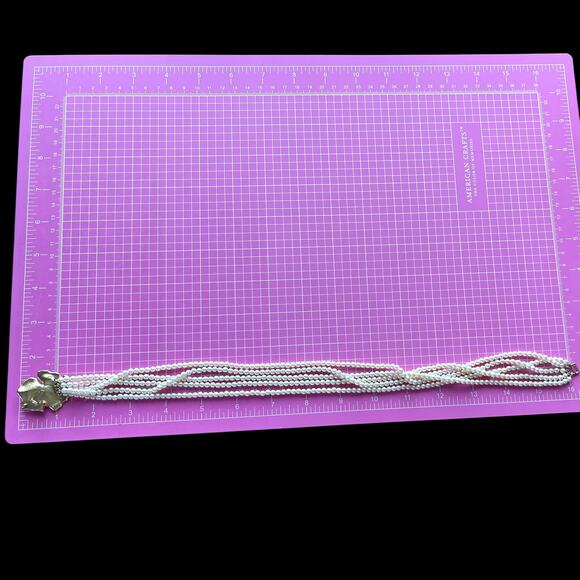 Vintage Crown Trifari Multi Strand Faux Pearl Gold Flower Clasp Necklace 1960s - Picture 9 of 10